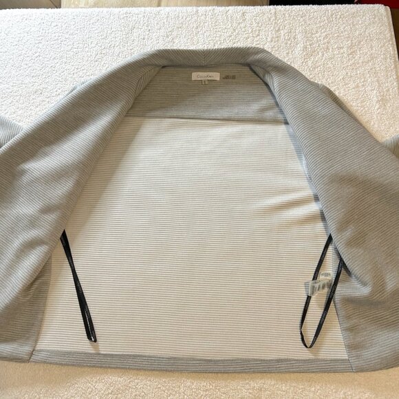 Calvin Klein gray textured knit drape open front jacket - Picture 7 of 9